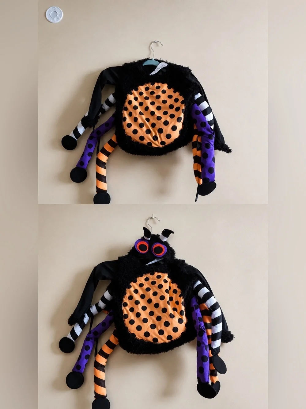 Kids Black & Orange Plush Spider Costume